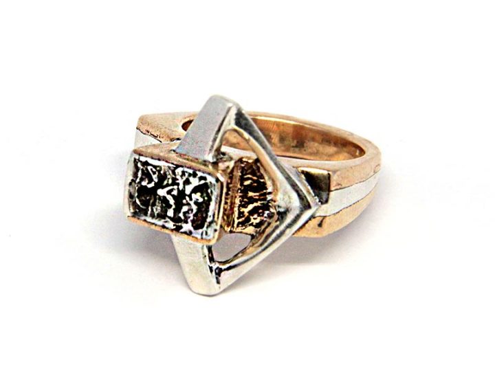 Silver and bronze unique ring